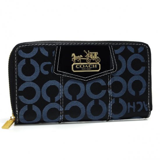 Coach In Signature Large Navy Wallets AXL | Women